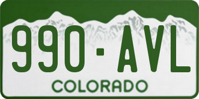 CO license plate 990AVL