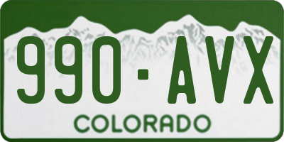 CO license plate 990AVX
