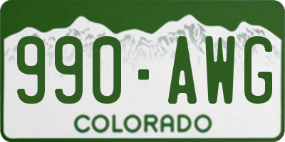 CO license plate 990AWG