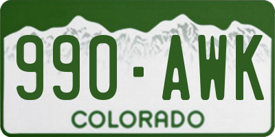 CO license plate 990AWK