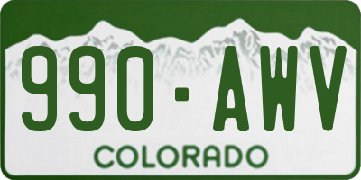 CO license plate 990AWV