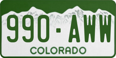 CO license plate 990AWW
