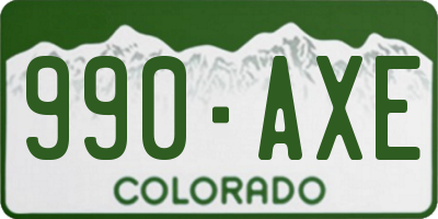 CO license plate 990AXE