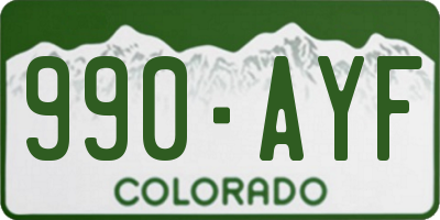 CO license plate 990AYF