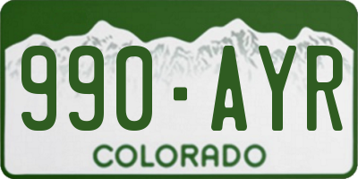CO license plate 990AYR