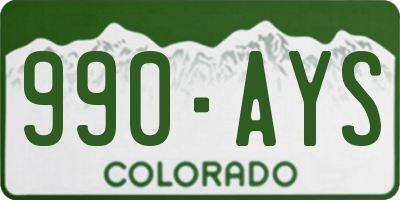 CO license plate 990AYS