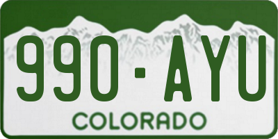 CO license plate 990AYU