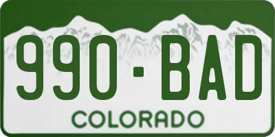 CO license plate 990BAD