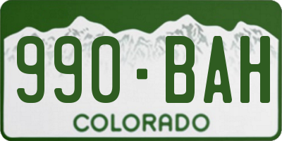 CO license plate 990BAH