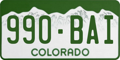 CO license plate 990BAI
