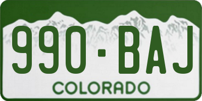 CO license plate 990BAJ