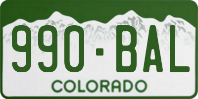CO license plate 990BAL