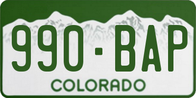 CO license plate 990BAP