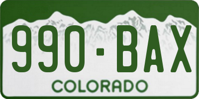 CO license plate 990BAX