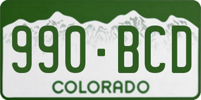 CO license plate 990BCD