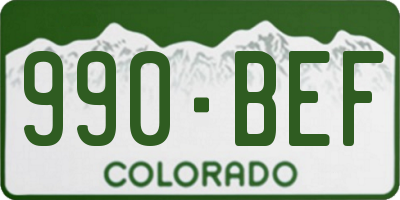 CO license plate 990BEF