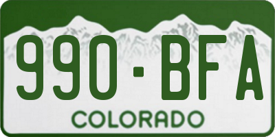 CO license plate 990BFA