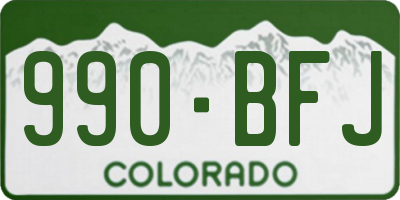 CO license plate 990BFJ