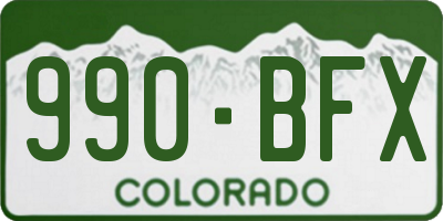 CO license plate 990BFX