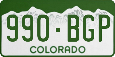 CO license plate 990BGP
