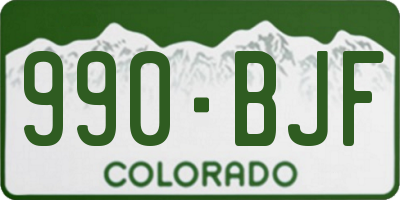 CO license plate 990BJF