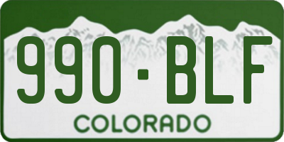 CO license plate 990BLF