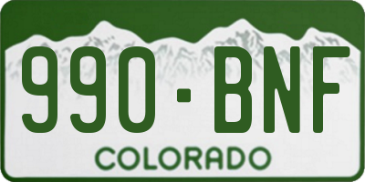 CO license plate 990BNF