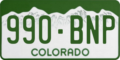 CO license plate 990BNP