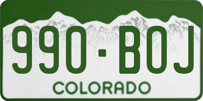 CO license plate 990BOJ
