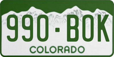 CO license plate 990BOK