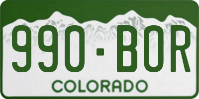 CO license plate 990BOR