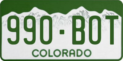 CO license plate 990BOT