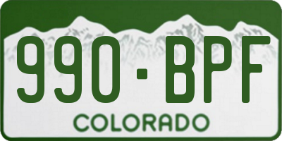 CO license plate 990BPF