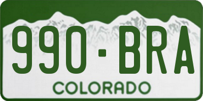 CO license plate 990BRA