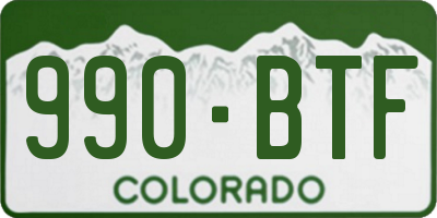 CO license plate 990BTF