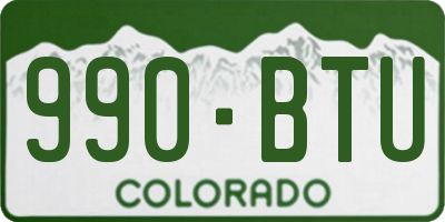 CO license plate 990BTU
