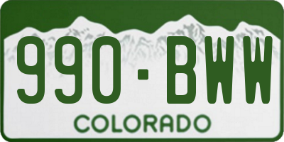 CO license plate 990BWW