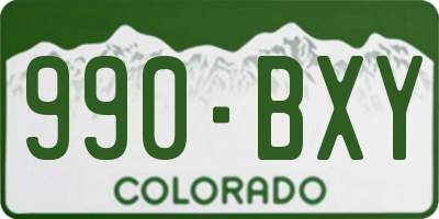 CO license plate 990BXY