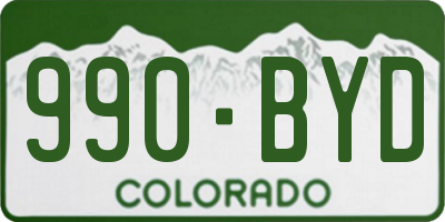 CO license plate 990BYD