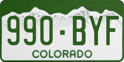 CO license plate 990BYF