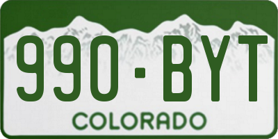 CO license plate 990BYT