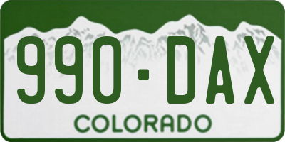 CO license plate 990DAX