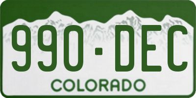 CO license plate 990DEC