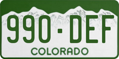 CO license plate 990DEF