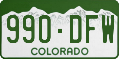 CO license plate 990DFW