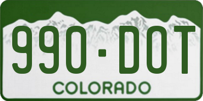CO license plate 990DOT