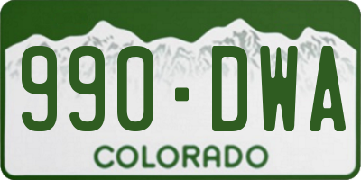 CO license plate 990DWA