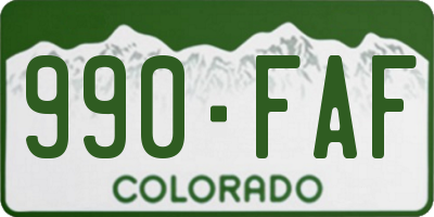 CO license plate 990FAF