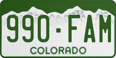 CO license plate 990FAM