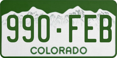 CO license plate 990FEB